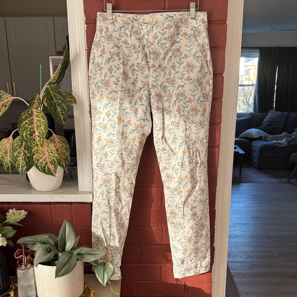 LOFT White Floral Patterned Pants